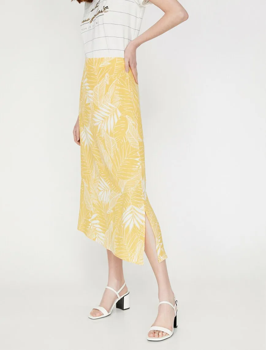 11950 Yellow Floral Midi Skirt