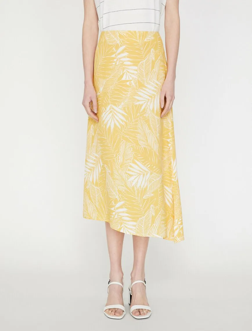 11950 Yellow Floral Midi Skirt