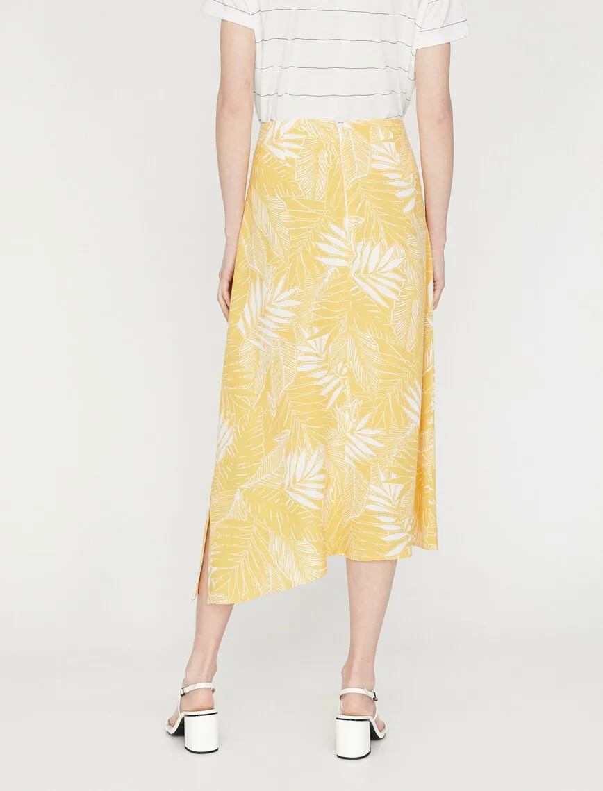 11950 Yellow Floral Midi Skirt