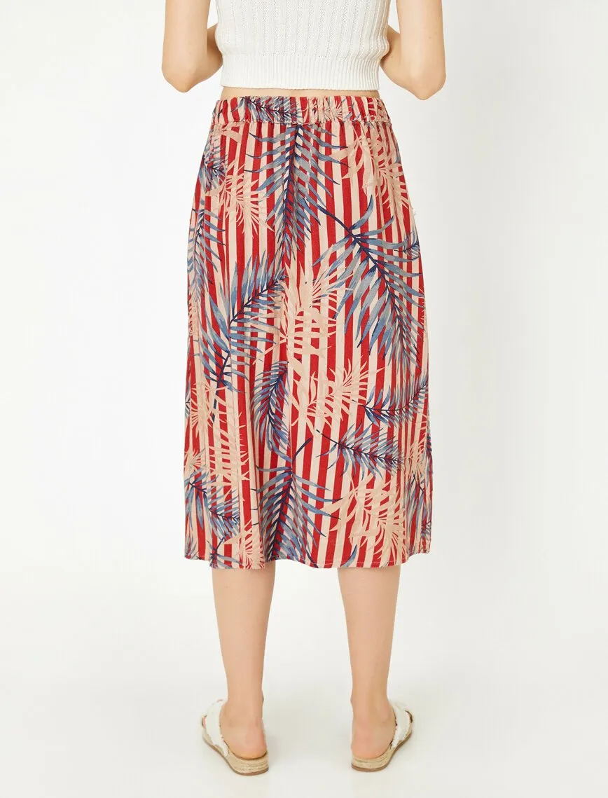 12004 Red Floral Midi Skirt