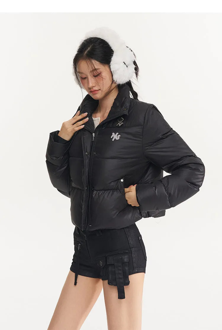  5°C Cloud Down Jacket | 90% White Duck Down Shimmer Short Puffer with Stand Collar-NAWS