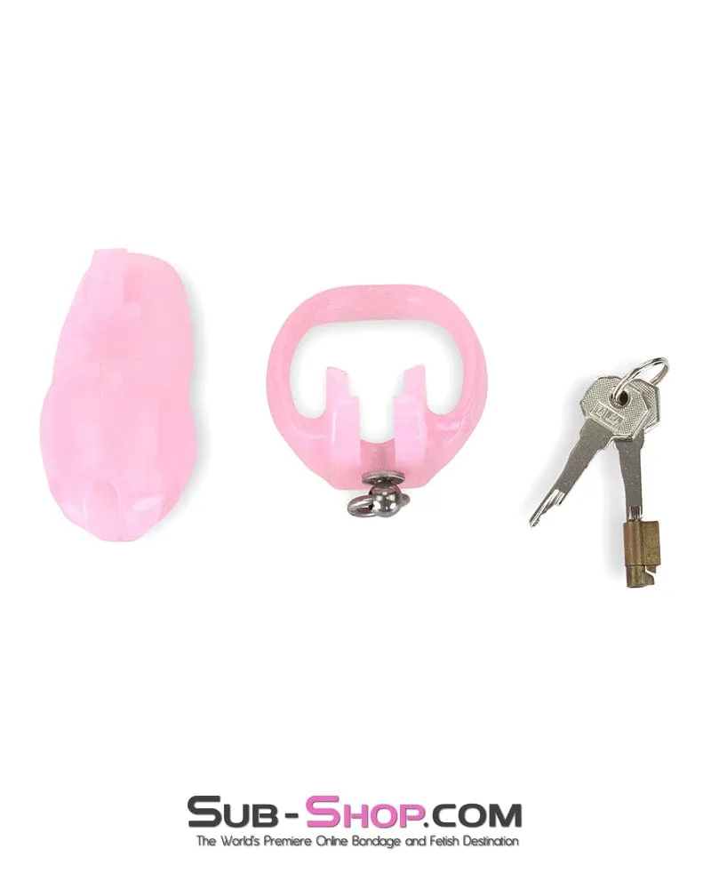 7265M      Sissy’s Clitty Leash Locking Pink Chastity with Lead Ring, Large Base Cock Ring Size