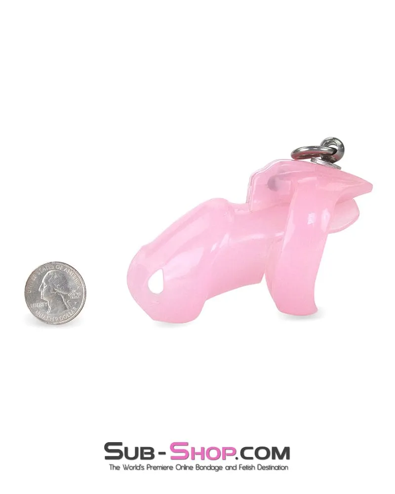 7265M      Sissy’s Clitty Leash Locking Pink Chastity with Lead Ring, Large Base Cock Ring Size