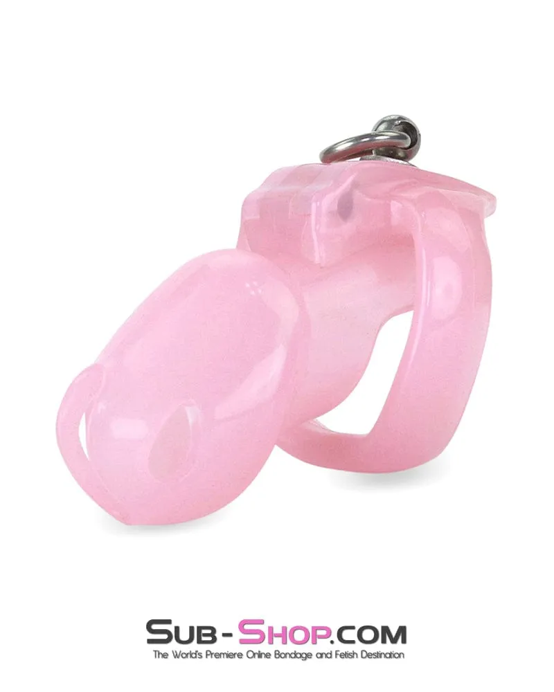 7265M      Sissy’s Clitty Leash Locking Pink Chastity with Lead Ring, Large Base Cock Ring Size