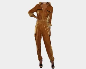 83 Deep Camel Velour One piece Jog Suit - The Manhattan