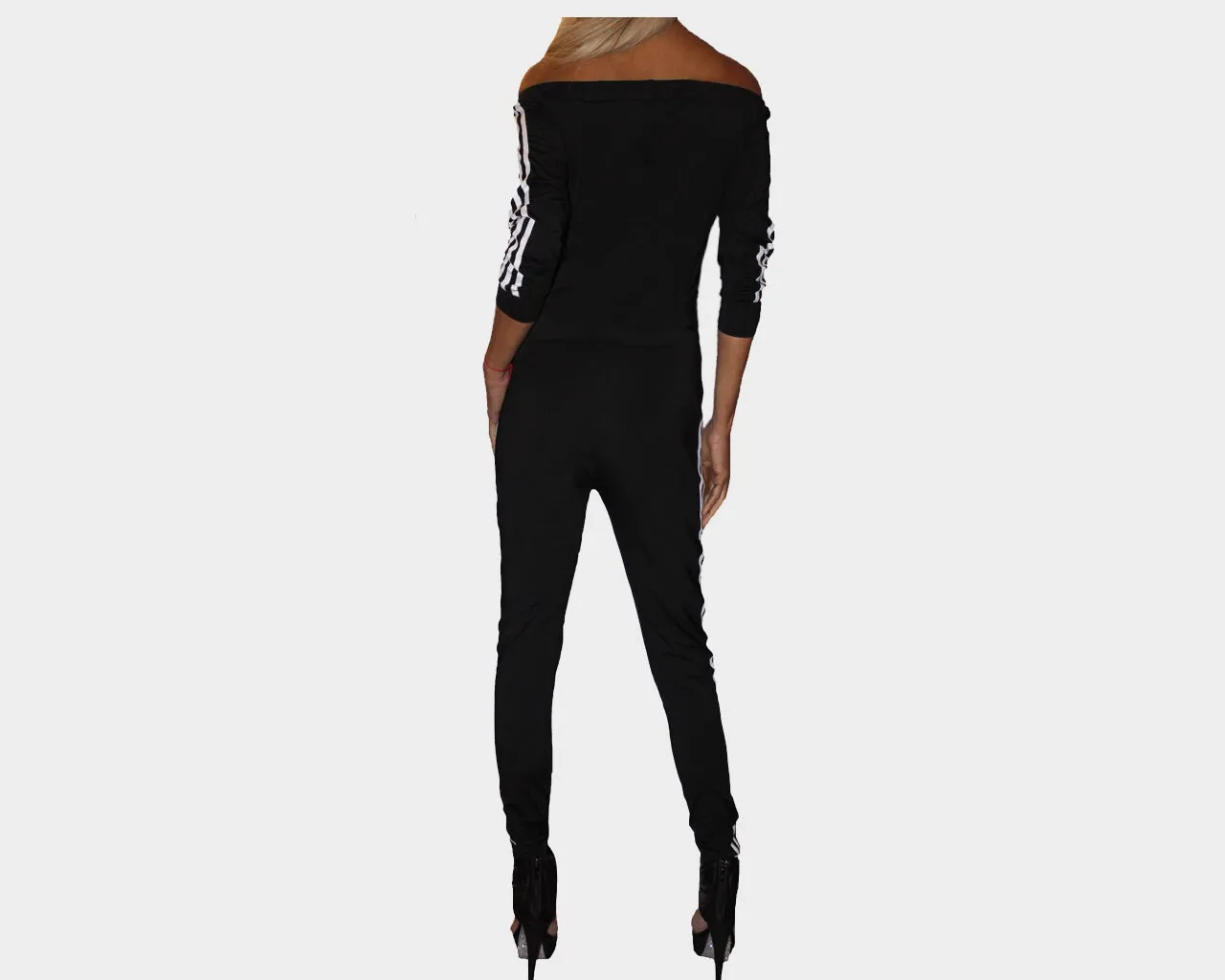 9.9 Black Off the Shoulder Jog Suit - The Malibu