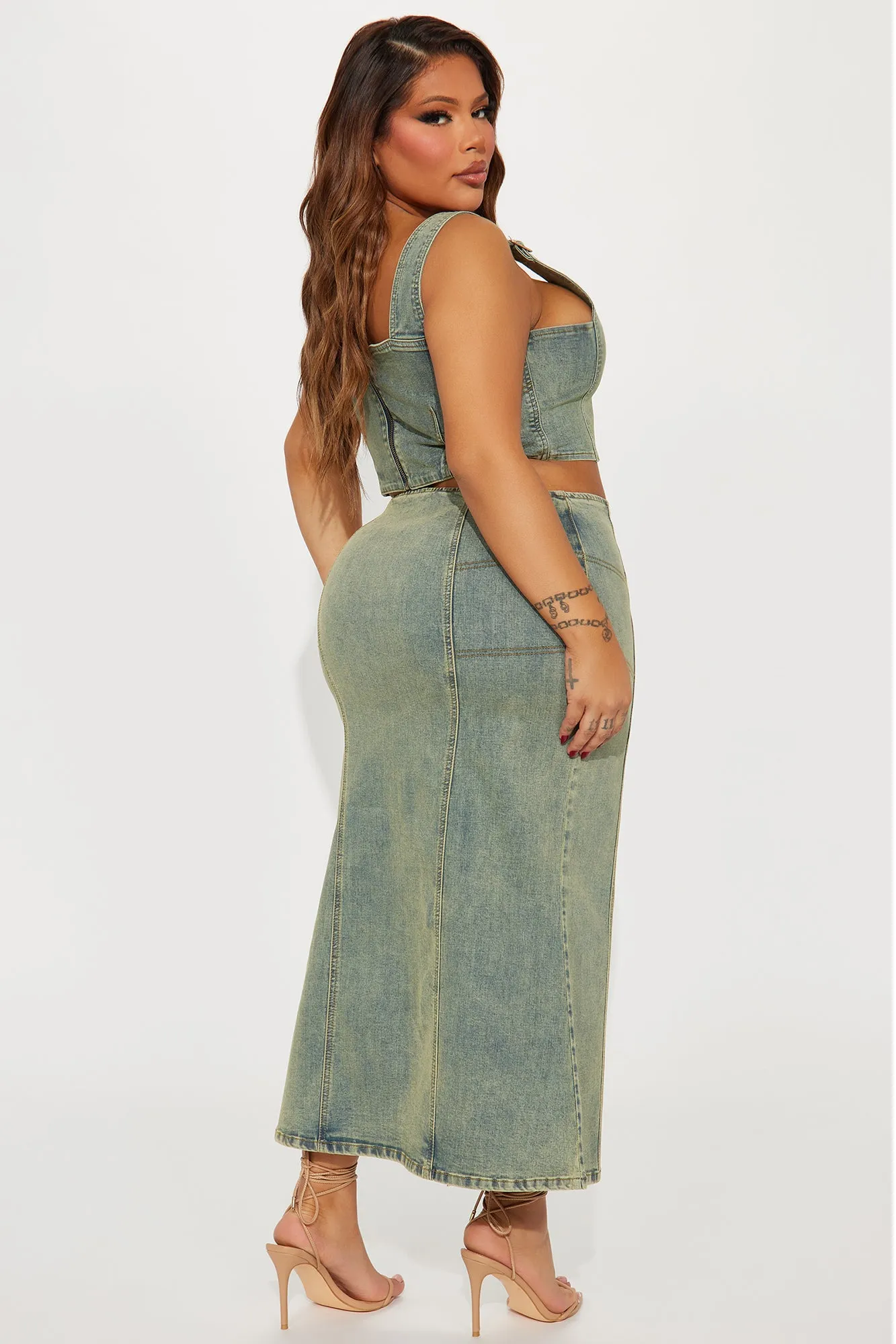 A Classic Denim Skirt Set - Vintage Wash