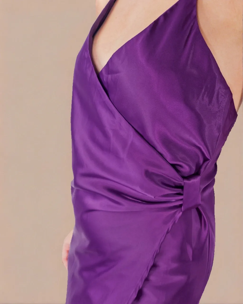 Amaya Deep Purple Satin Dress - Satin Party Dress