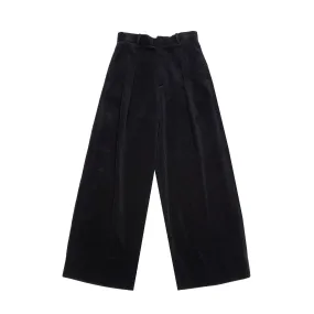 Aton Corduroy Tucked Wide Pants in Navy