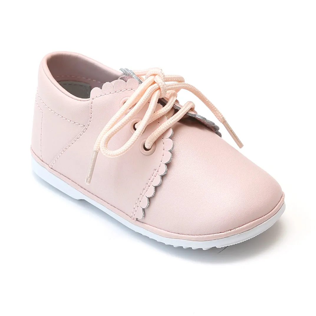 Baby Girls Lacey Scalloped Lace Up Booties