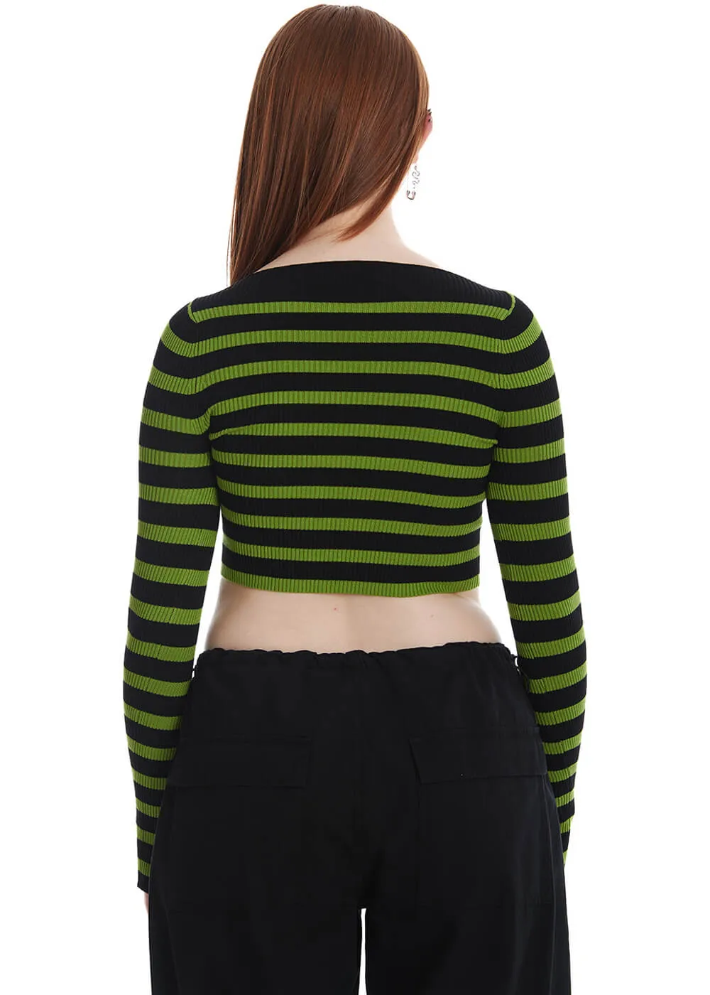 Banned Frances Striped 50's Jumper Green Black