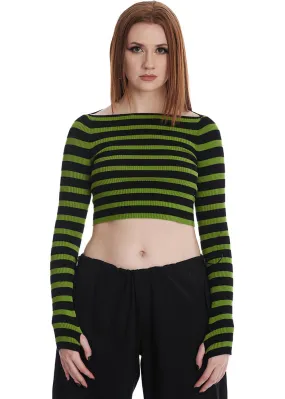 Banned Frances Striped 50's Jumper Green Black