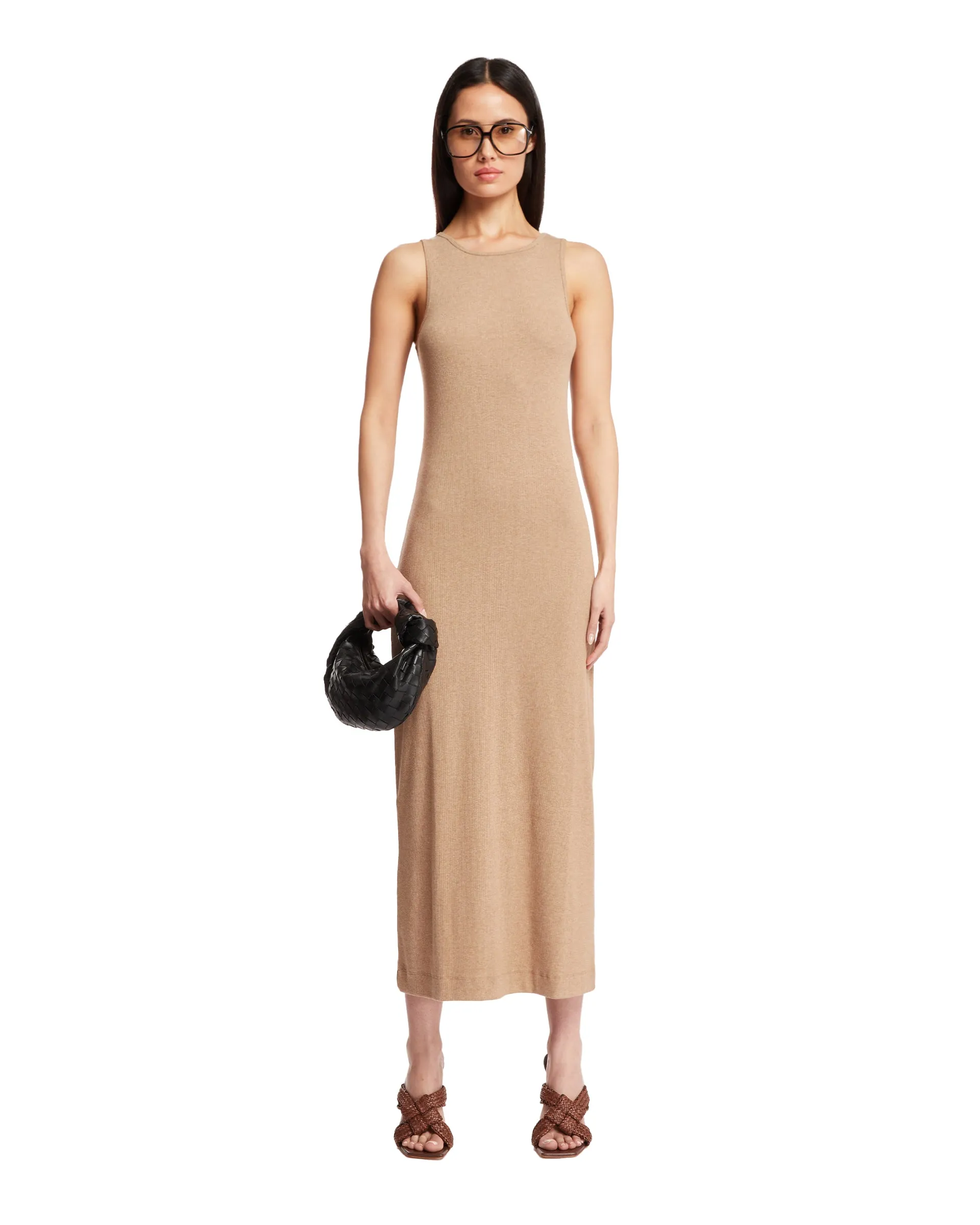 Beige Cotton Midi Dress