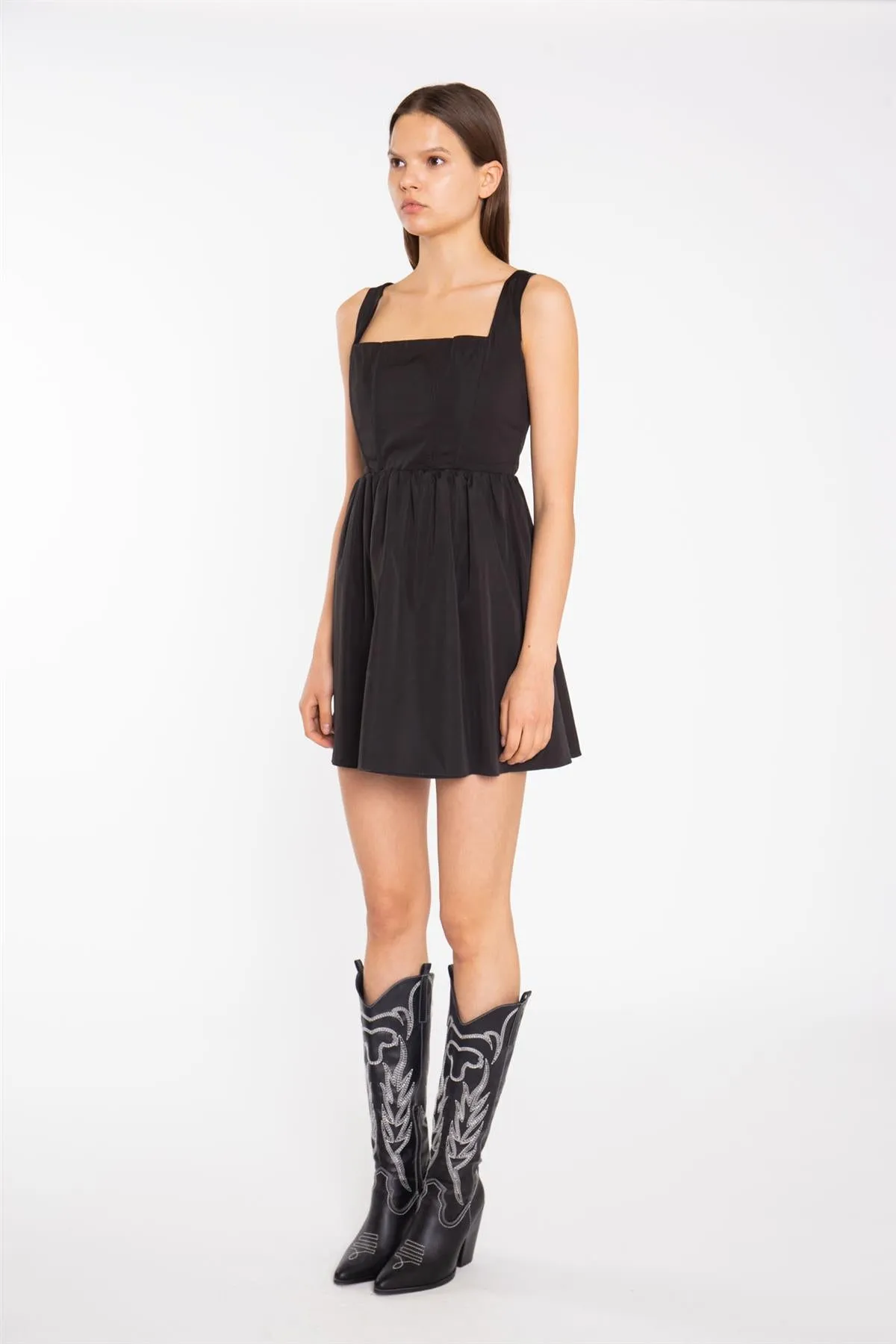 Black Corset Skater Mini-Dress