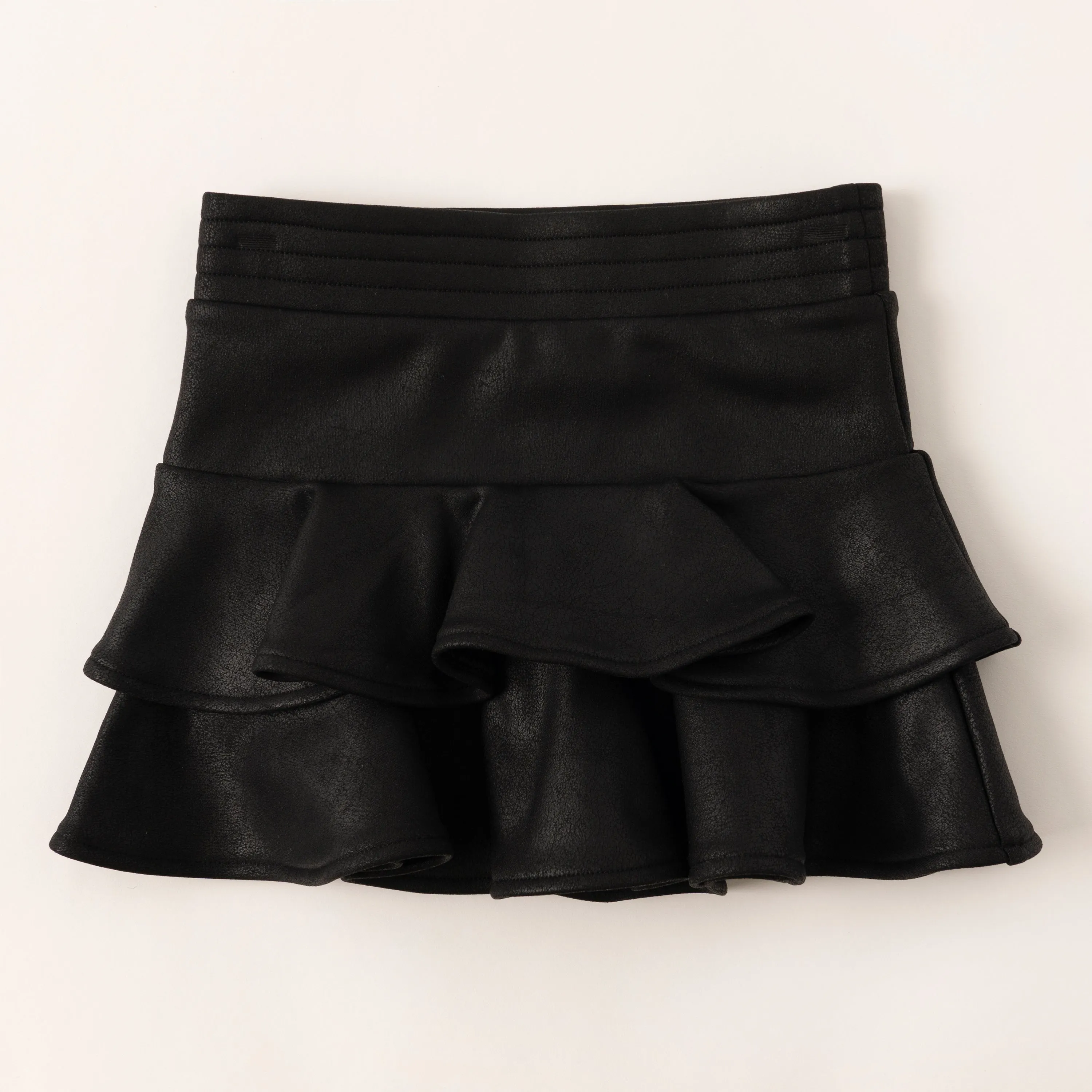 Black Crackle Tiered Skirt