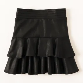 Black Crackle Tiered Skirt