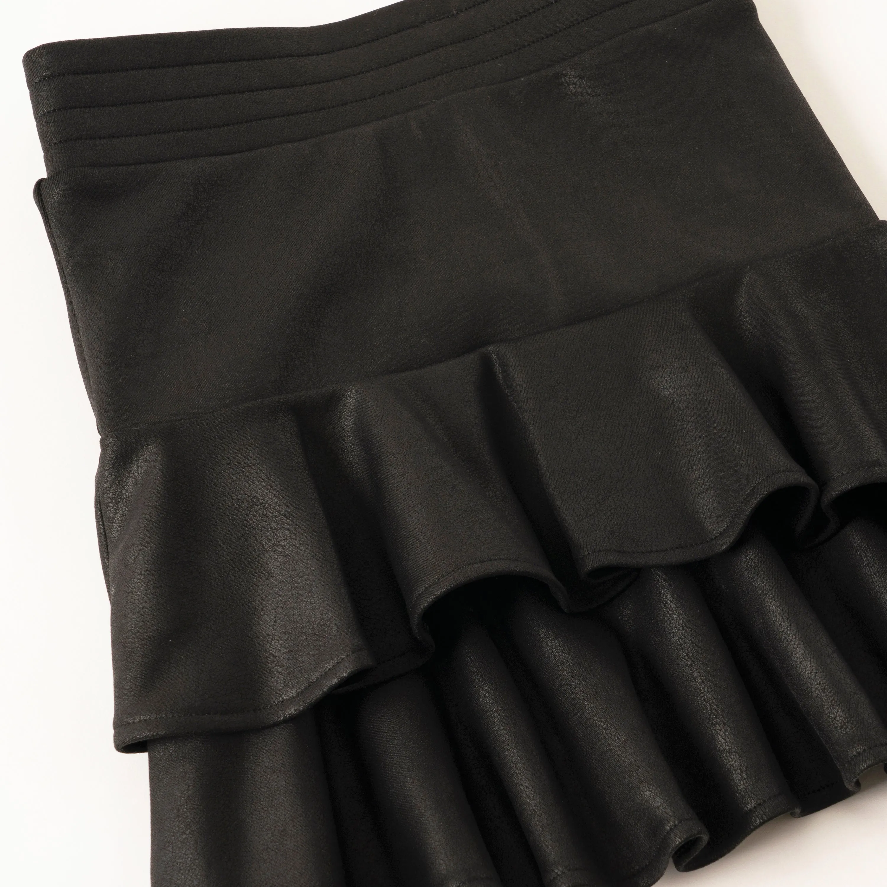 Black Crackle Tiered Skirt