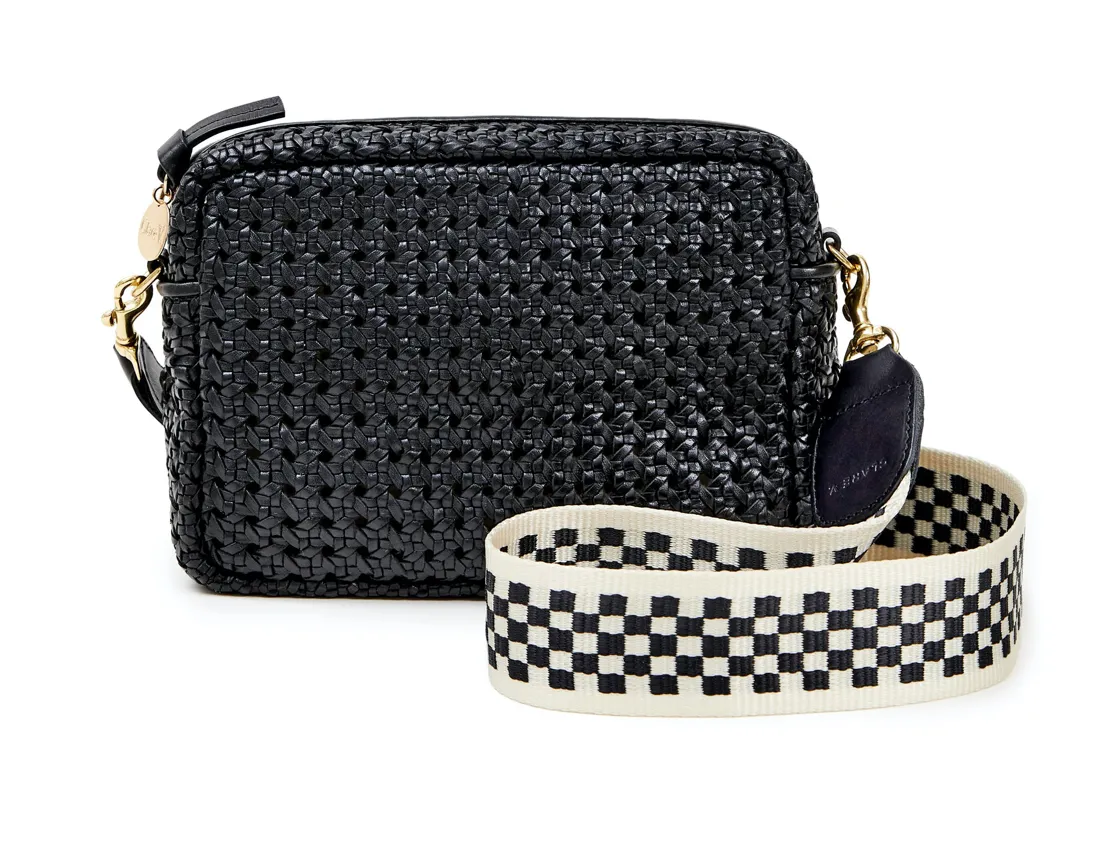 Black Woven Rattan Crossbody