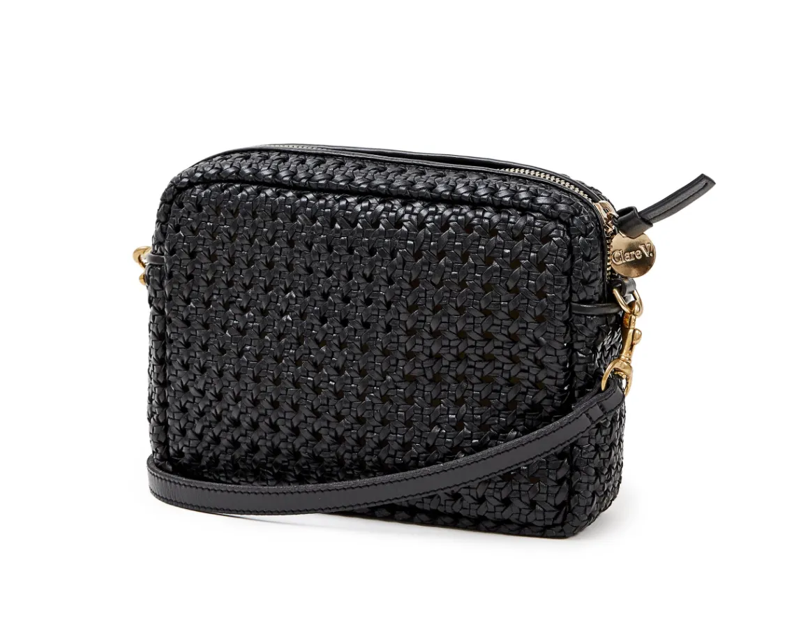 Black Woven Rattan Crossbody