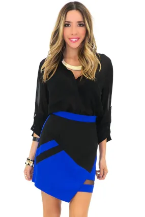 BLAIR COLORBLOCK ASYMMETRICAL SKIRT