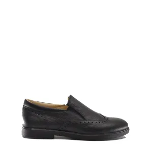 Blublonc Black Pebbled Wingtip Dress Shoe