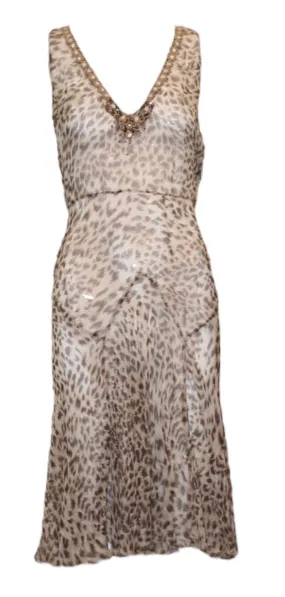 Blumarine Y2K Leopard Print Chiffon Slip Dress