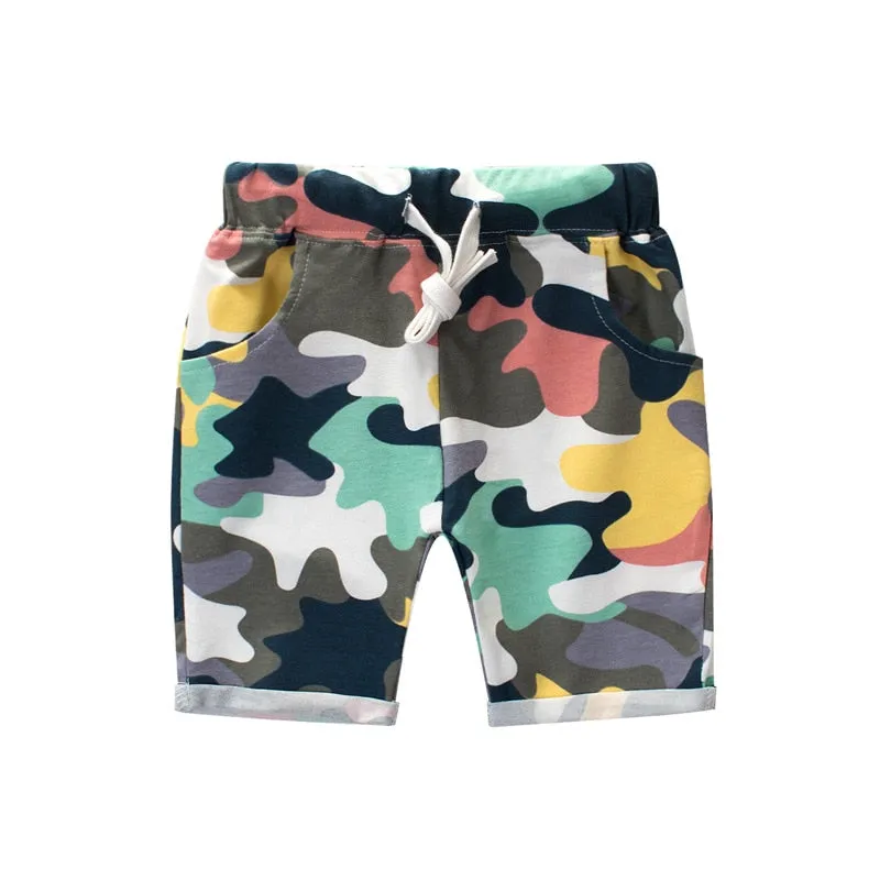 Boys Camouflage Shorts Cotton Trousers Kids Children Loose Sport-Beach Shorts Sweatpants 2-7Y