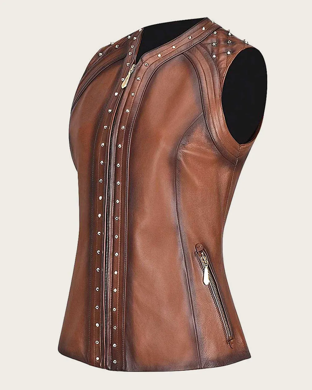 Brown with spike studs vest