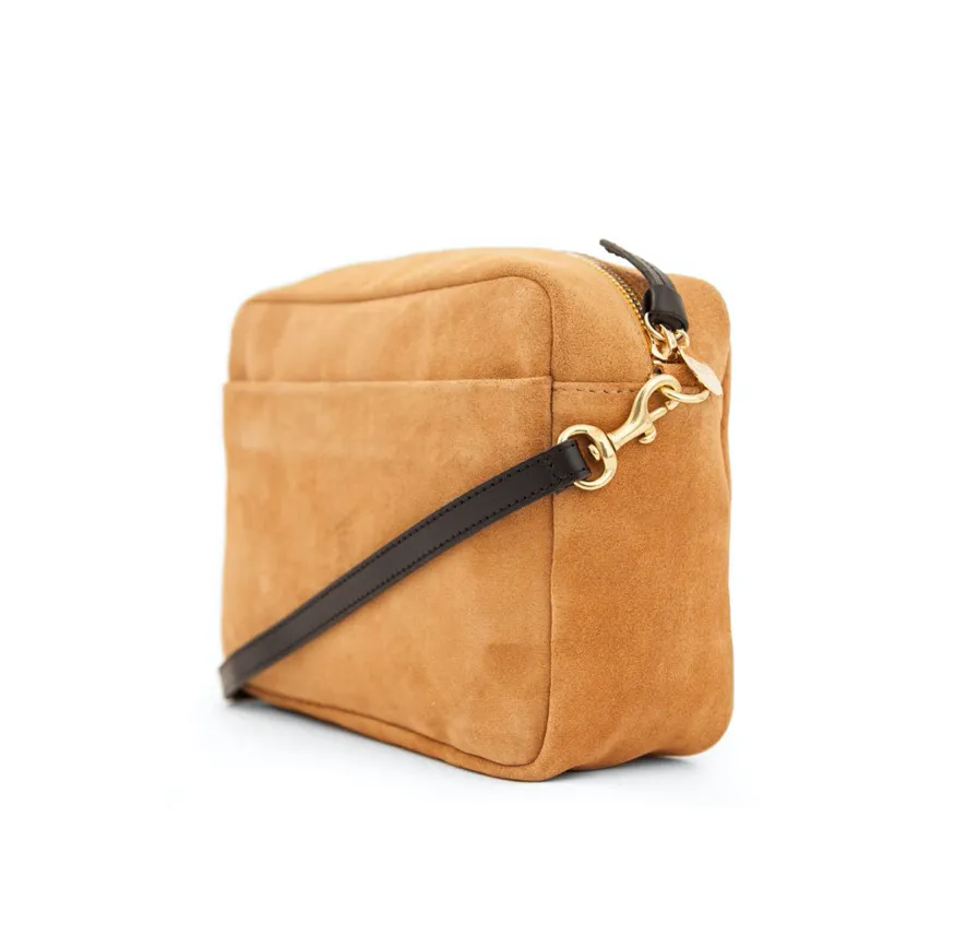 Camel Suede Stripe Crossbody