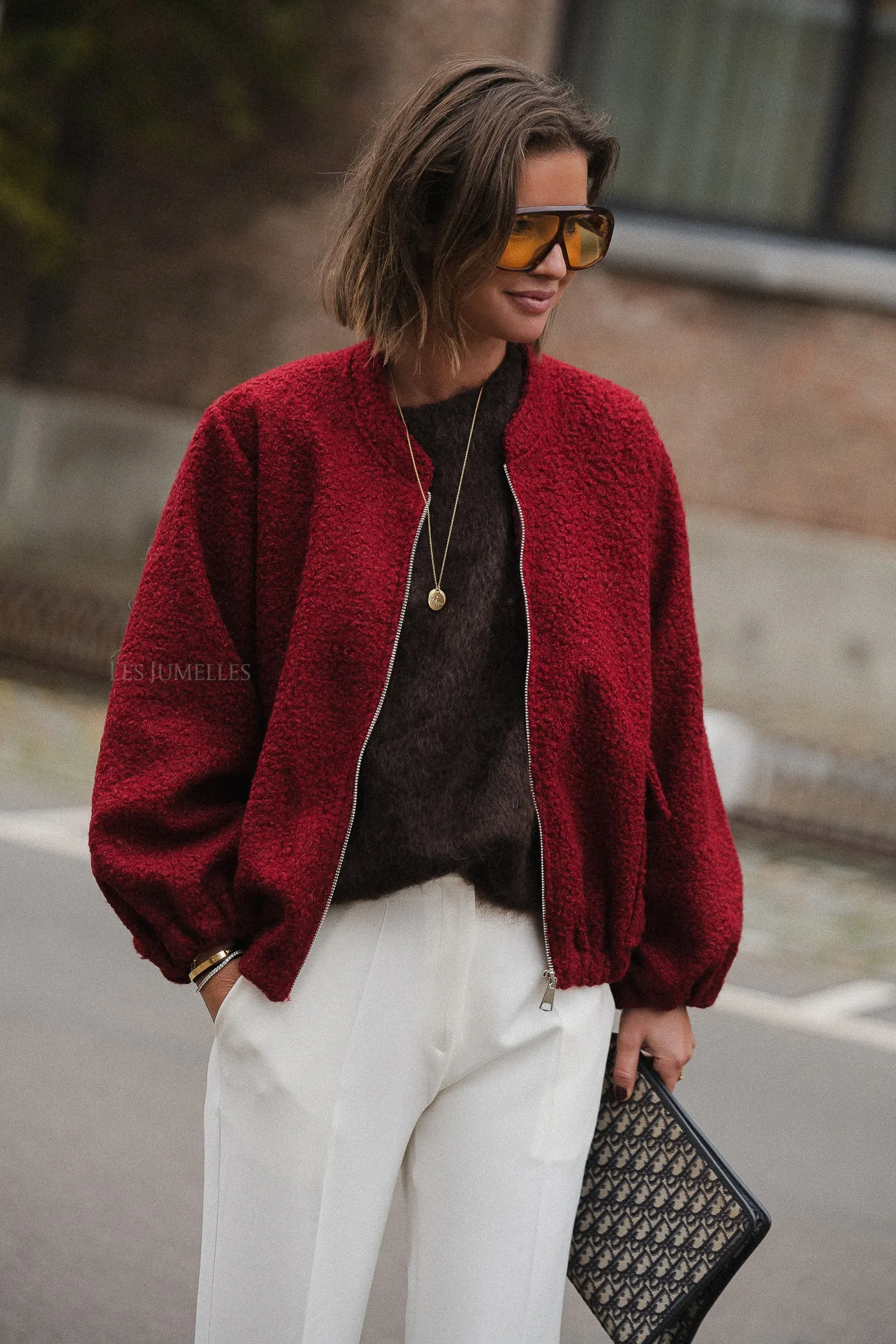 Caroline bomber jacket burgundy