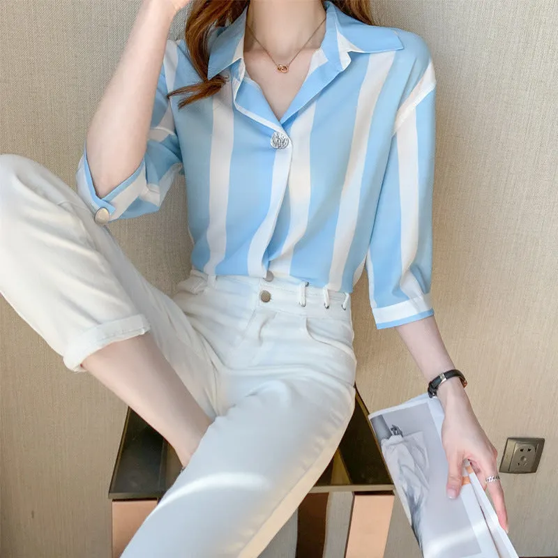 Chiffon striped Shirt women