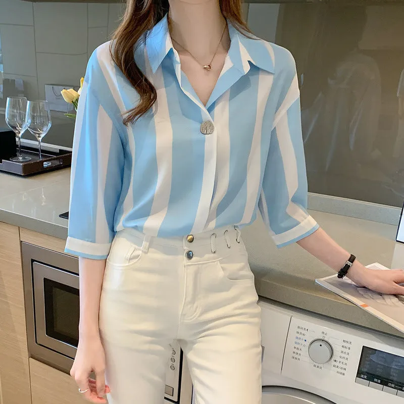 Chiffon striped Shirt women