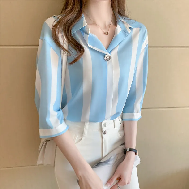 Chiffon striped Shirt women