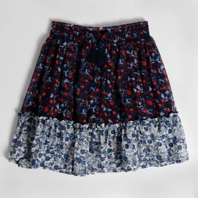 Classic Floral Ruffle Hem Skirt