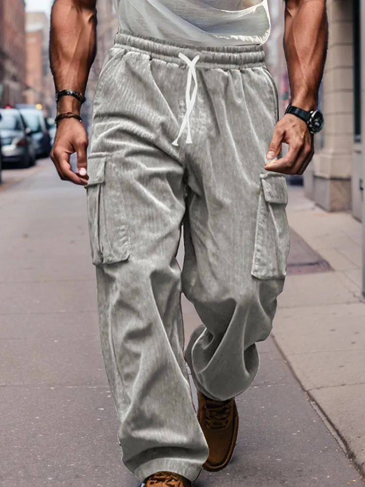 Corduroy Straight Leg Cargo Pants