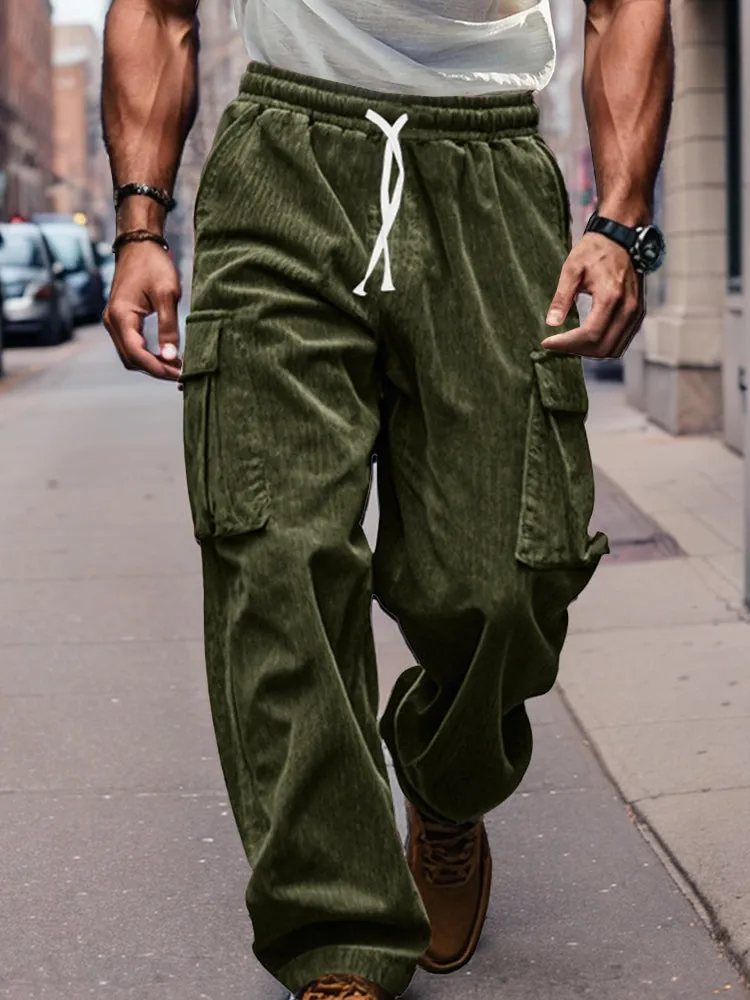 Corduroy Straight Leg Cargo Pants