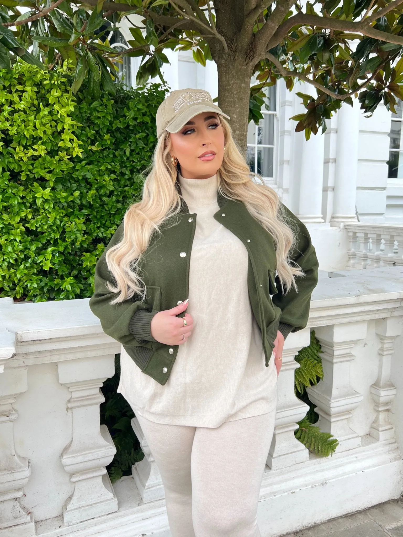 Curve Khaki Bomber Jacket