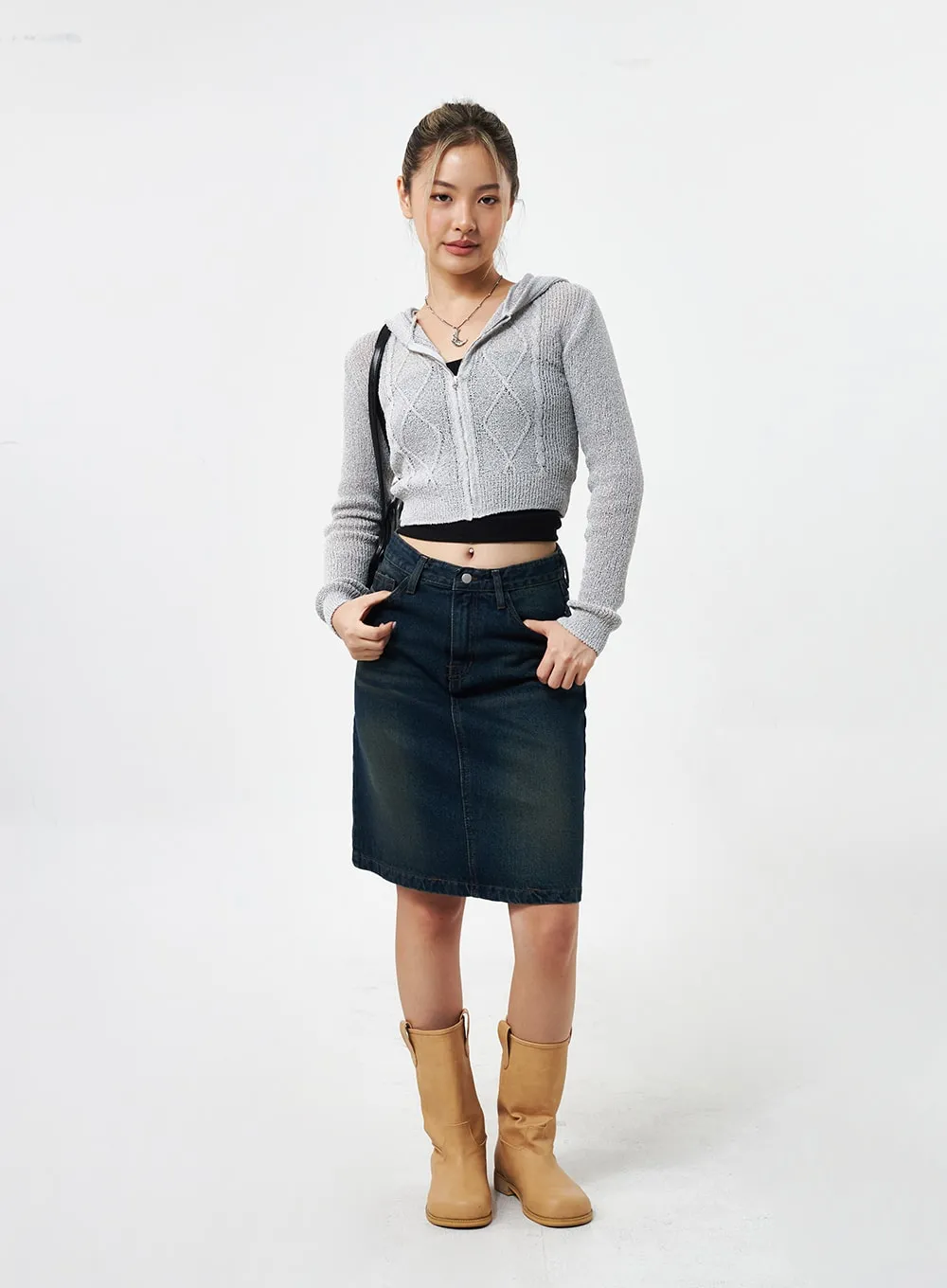 Denim Midi Skirt CY331