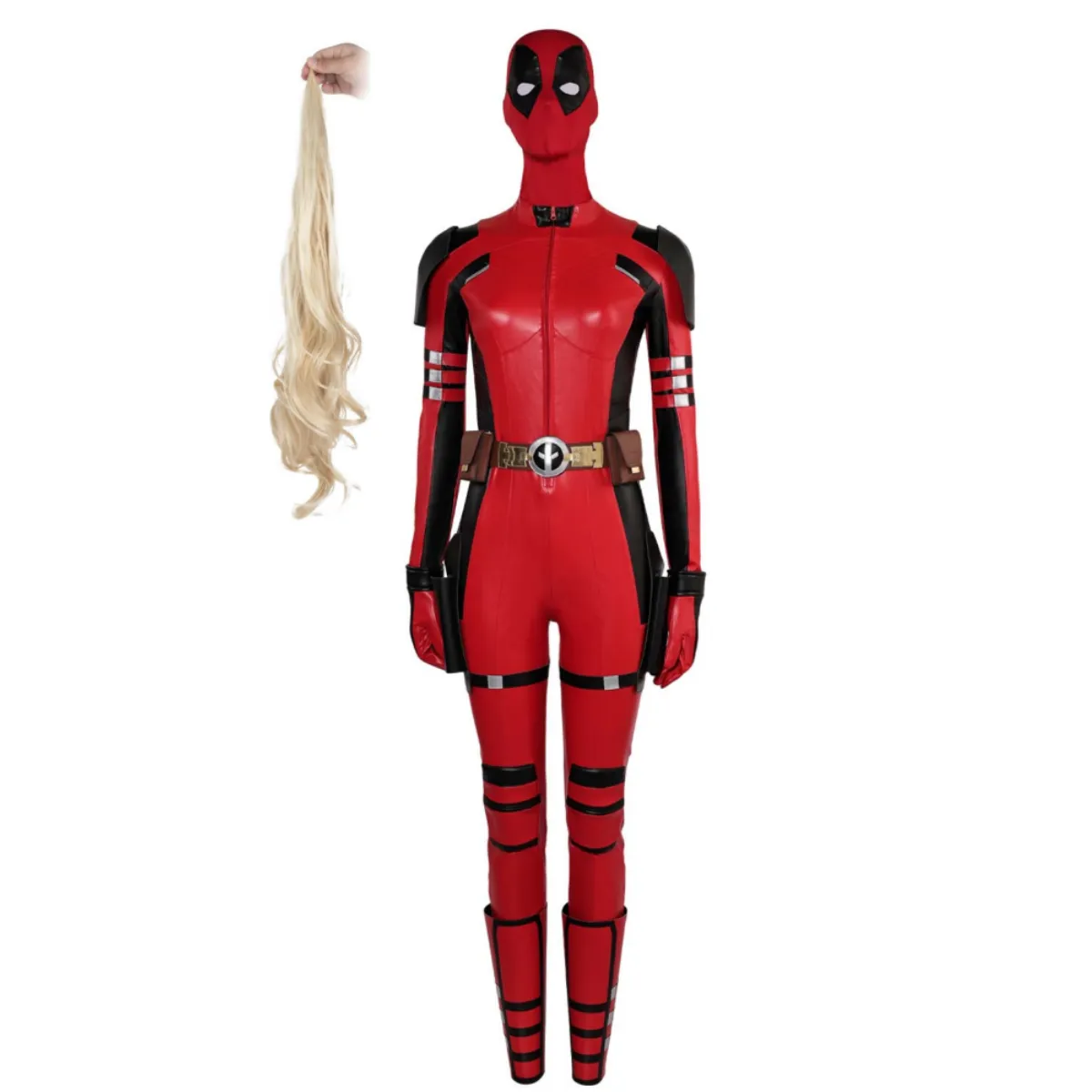 DPool 2024 Ladypool Red Jumpsuit Full Set Party Carnival Halloween Cosplay Costume