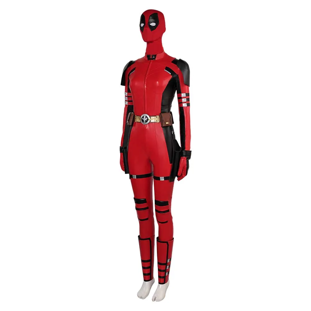 DPool 2024 Ladypool Red Jumpsuit Full Set Party Carnival Halloween Cosplay Costume