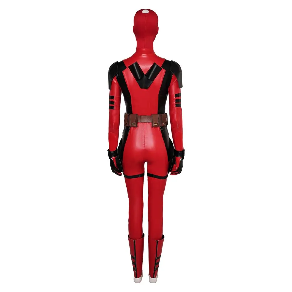 DPool 2024 Ladypool Red Jumpsuit Full Set Party Carnival Halloween Cosplay Costume