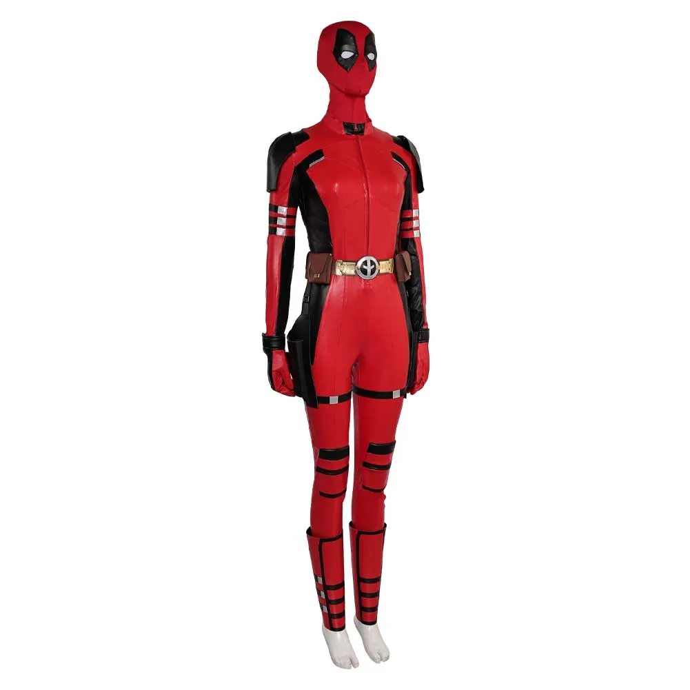 DPool 2024 Ladypool Red Jumpsuit Full Set Party Carnival Halloween Cosplay Costume