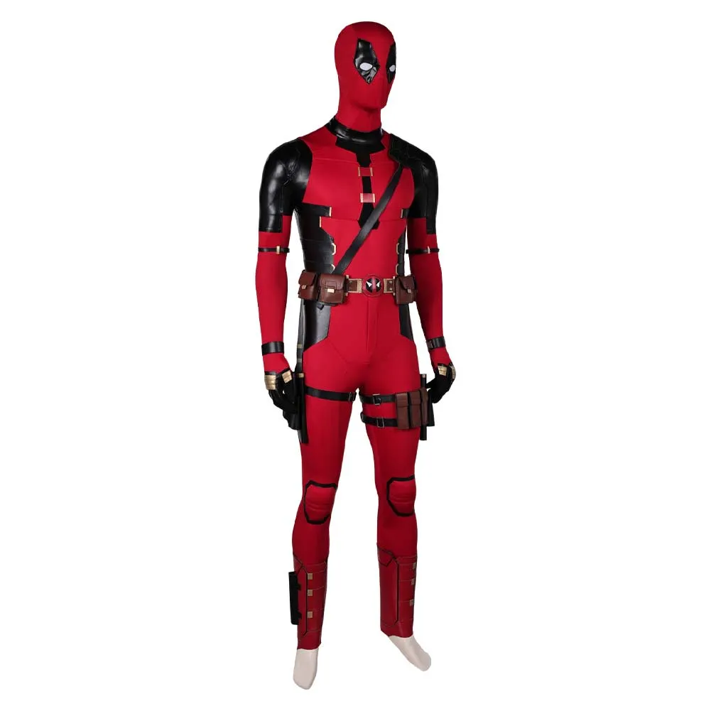 DPool 2024 Wade Wilson Red Jumpsuit Full Set Party Carnival Halloween Cosplay Costume