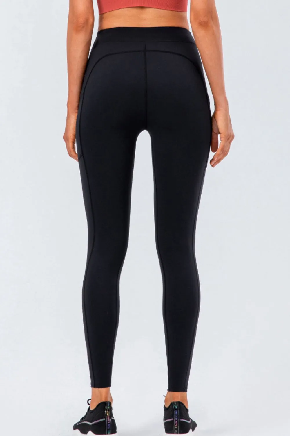 Drawstring Sports Leggings with Side Pockets