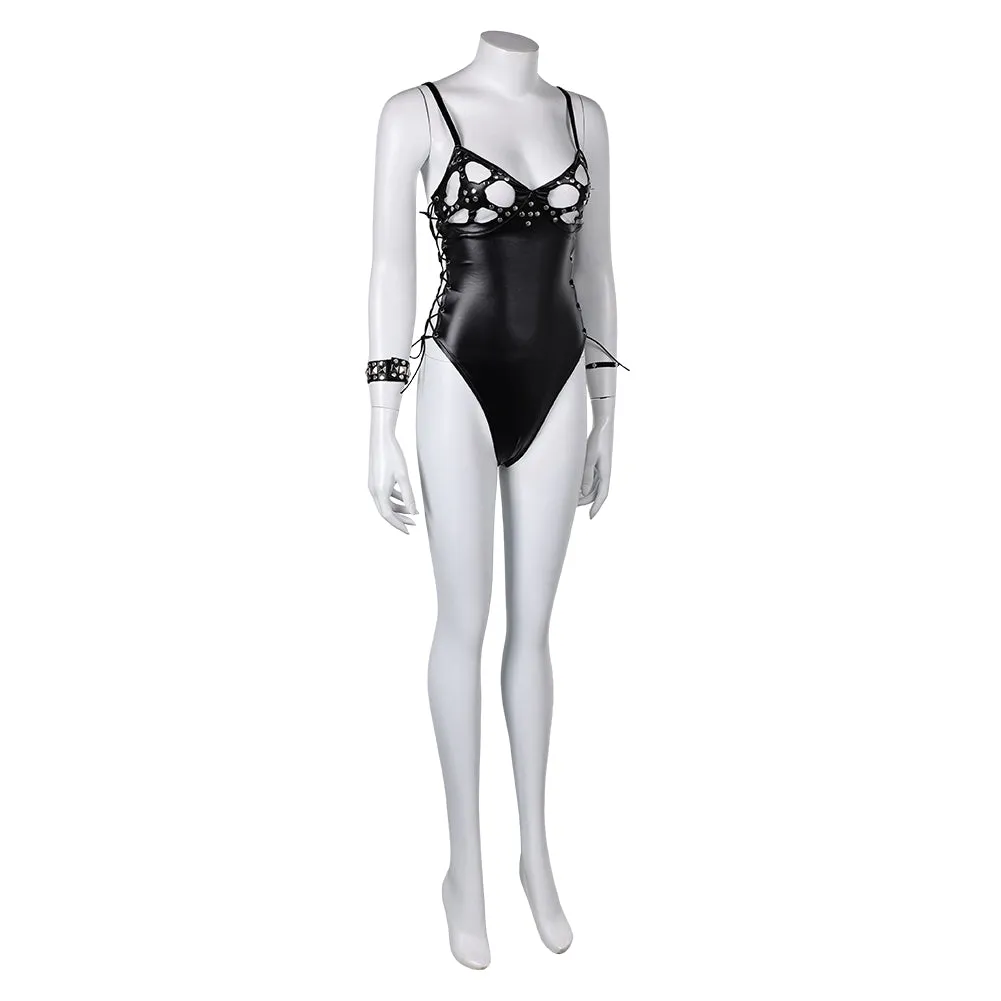 Elvira: Mistress of the Dark Elvira Women Sexy Leather Jumpsuit Party Carnival Halloween Cosplay Costume