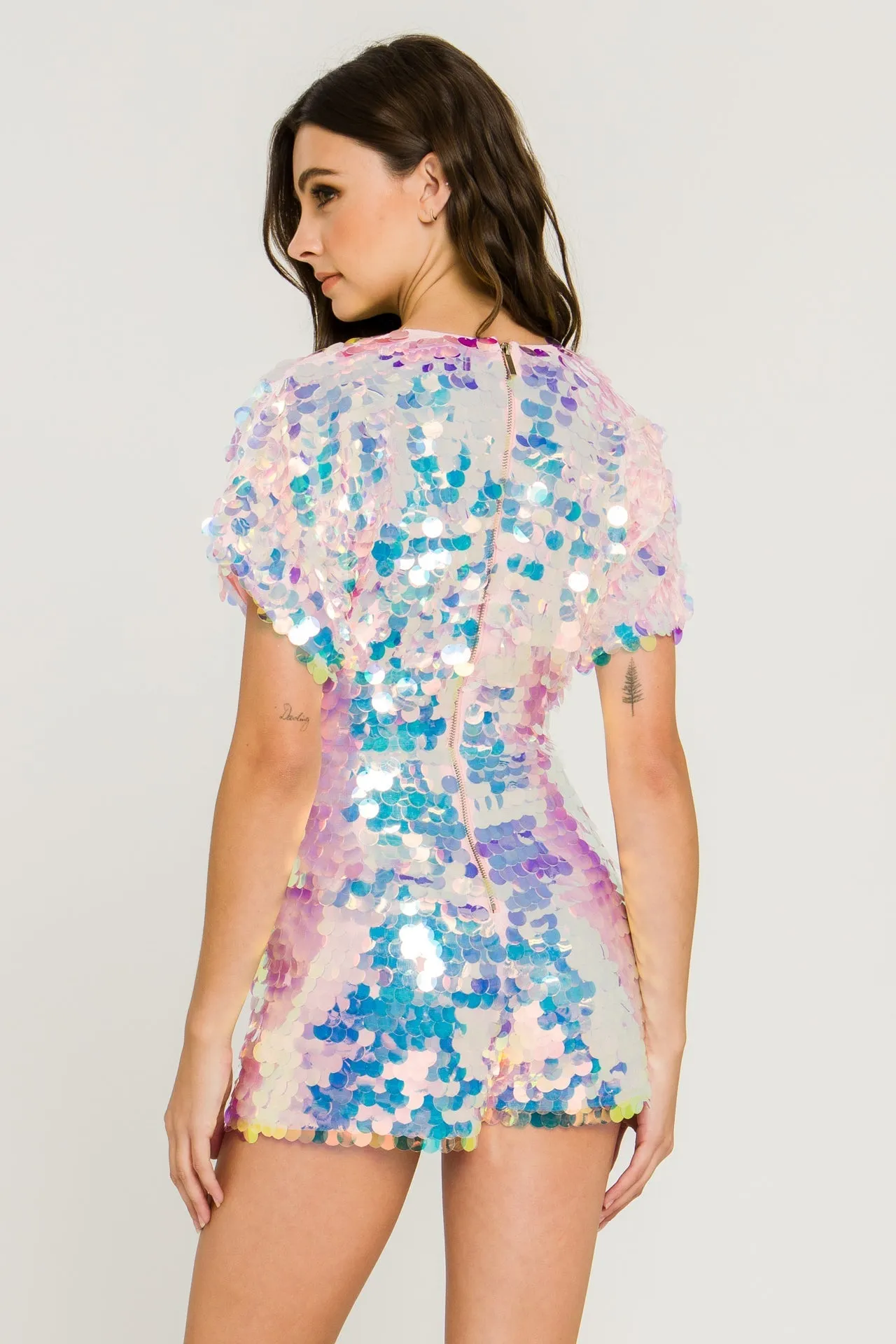 Endless Rose - Short Sleeve Sequin Romper