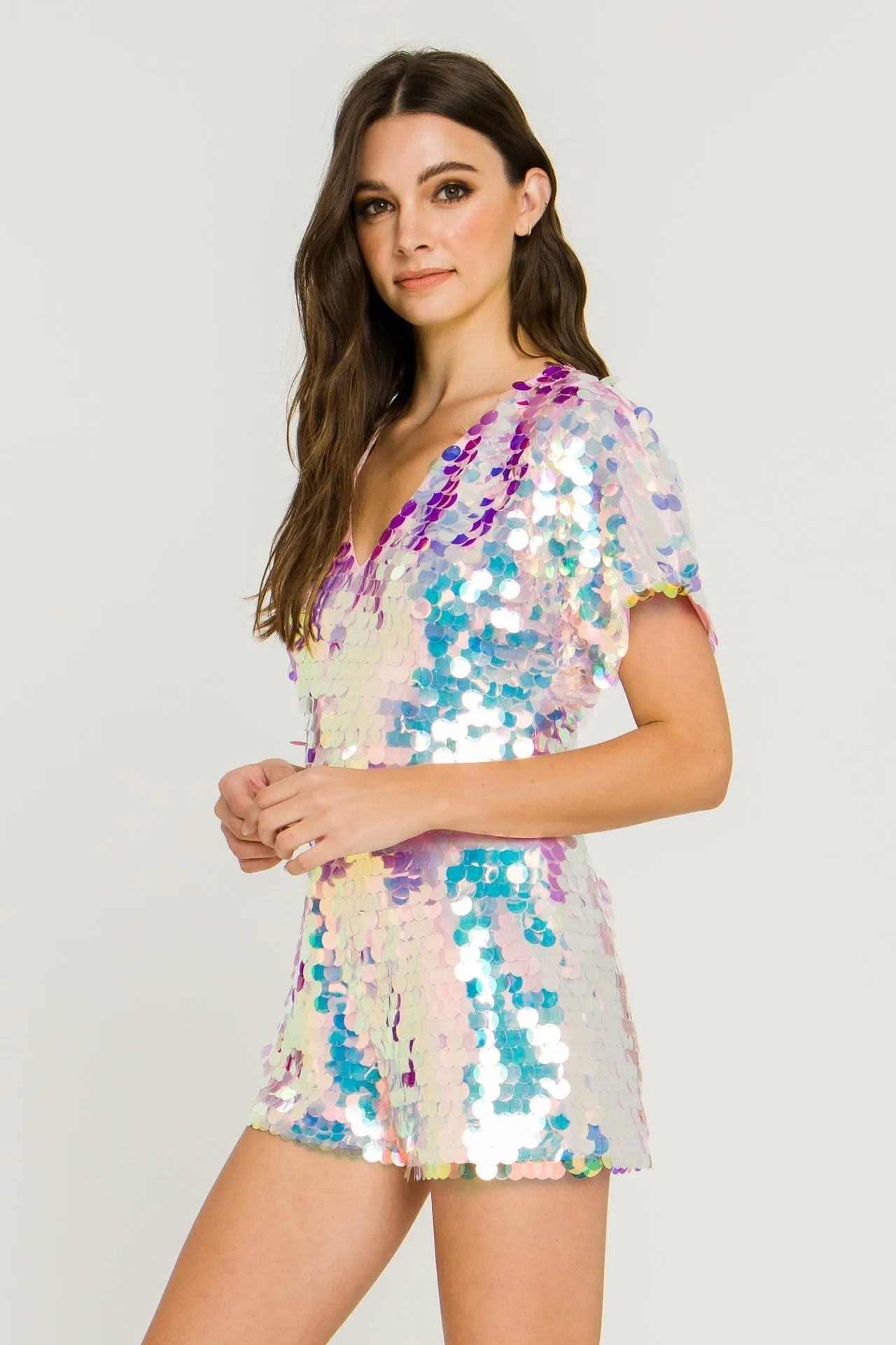 Endless Rose - Short Sleeve Sequin Romper