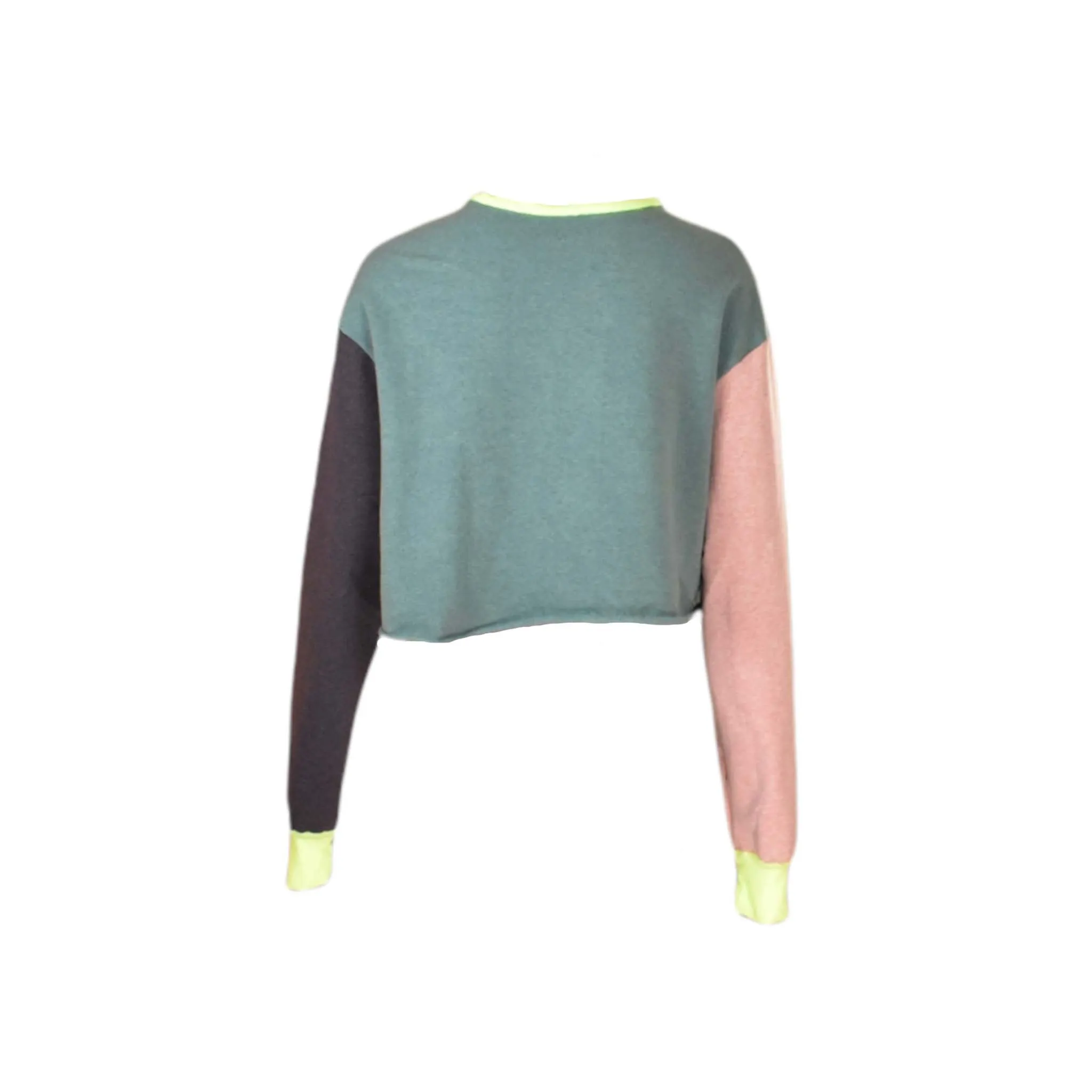 Envious Eyes "GROW" Cropped Mixed Colour Fuzzy Lined Sweatshirt