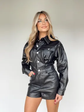 Faux Leather Romper