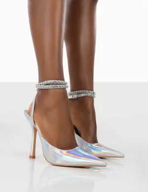 Felicity Iridescent Patent Wrap Around Pointed Toe Court Heels